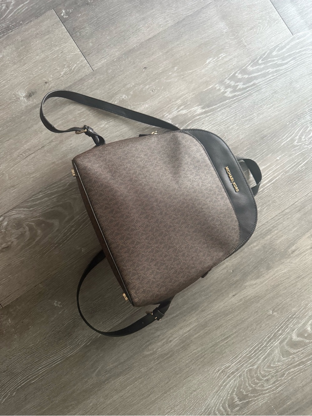 Michael Kors Brown and Black Signature Backpack